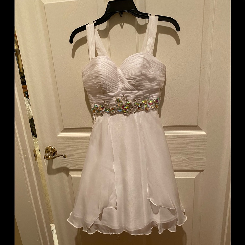 Blonde white dress